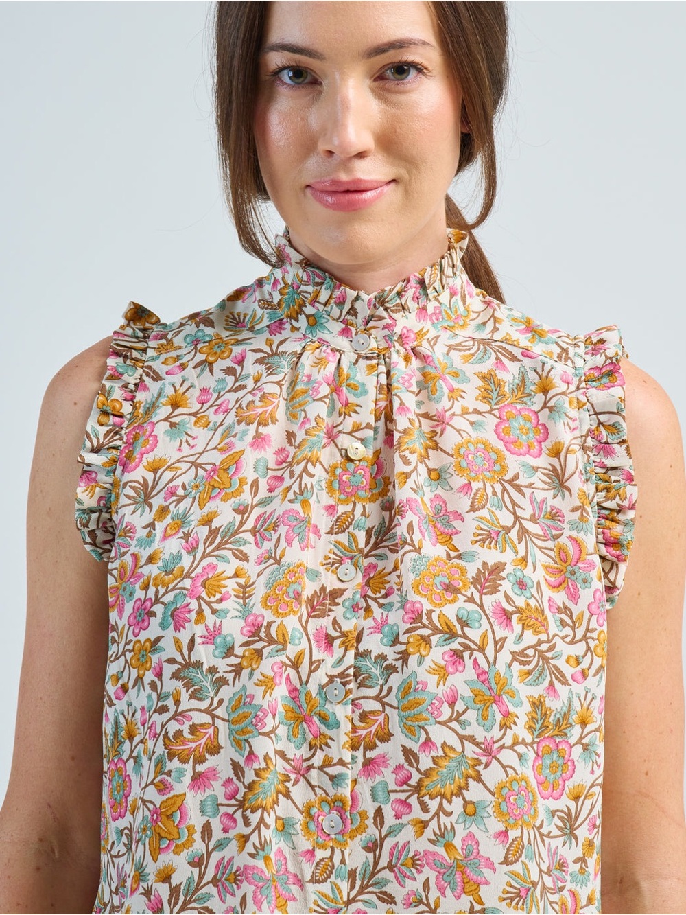 alix of bohemia wylder garden party 100% silk shirt size large